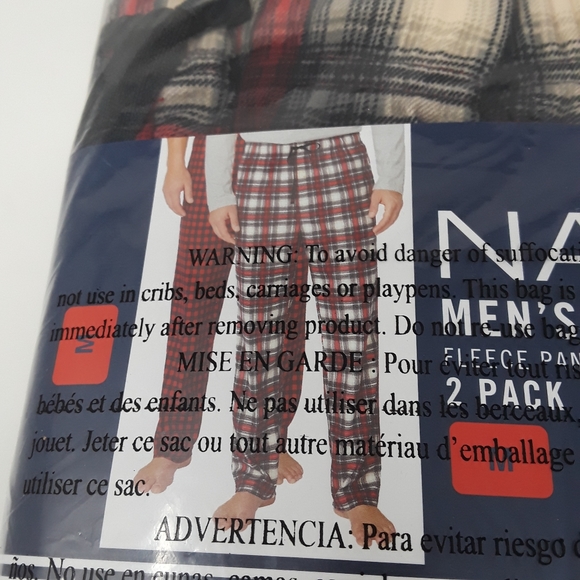 2 Pack NAUTICA Sleepwear Fleece Pajama Sleep Pants Red Check/Plaid Men's M - Picture 5 of 10